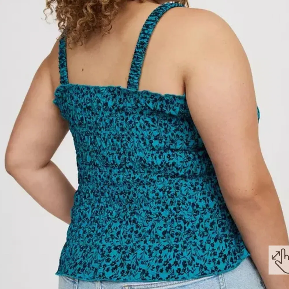 TORRID WOMENS SMOCKED RUFFLE TANK - Picture 2 of 9